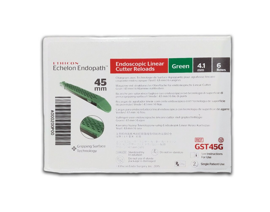 Ethicon Echelon Flex GST45G System 45 mm Reload, Green, 45mm x 4.1mm, 6 rows, Box of 12