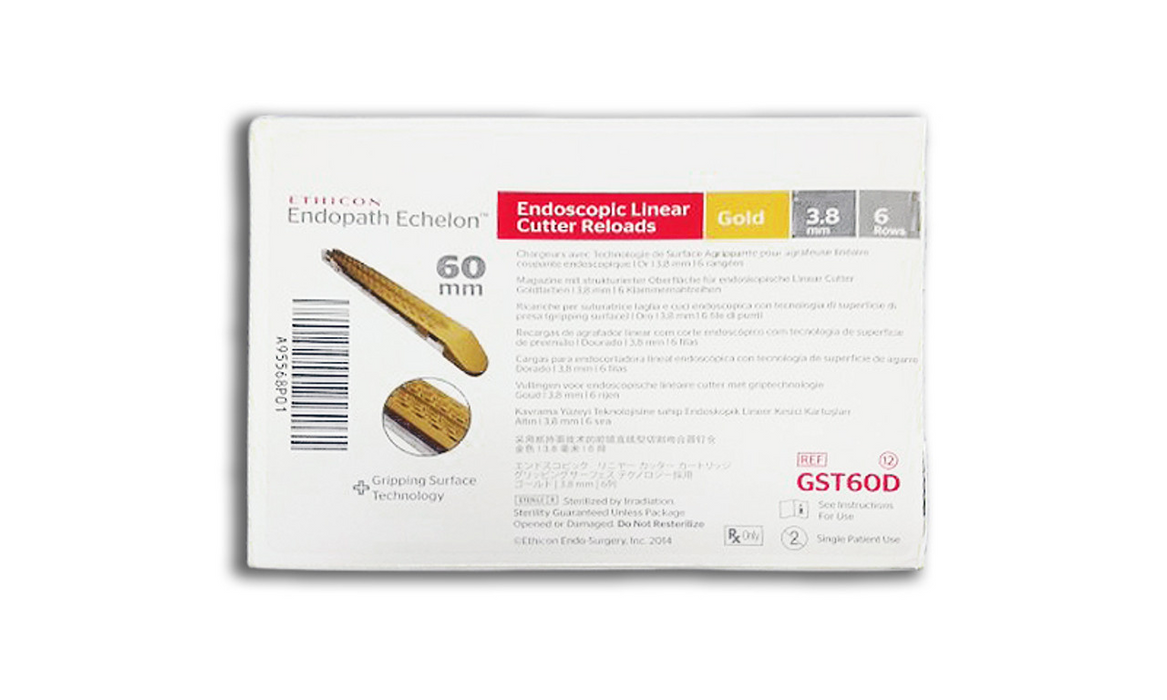 Ethicon Echelon Flex GST60D System 60 mm Reload, Gold, 60mm x 3.8mm, 6 rows, Box of 12