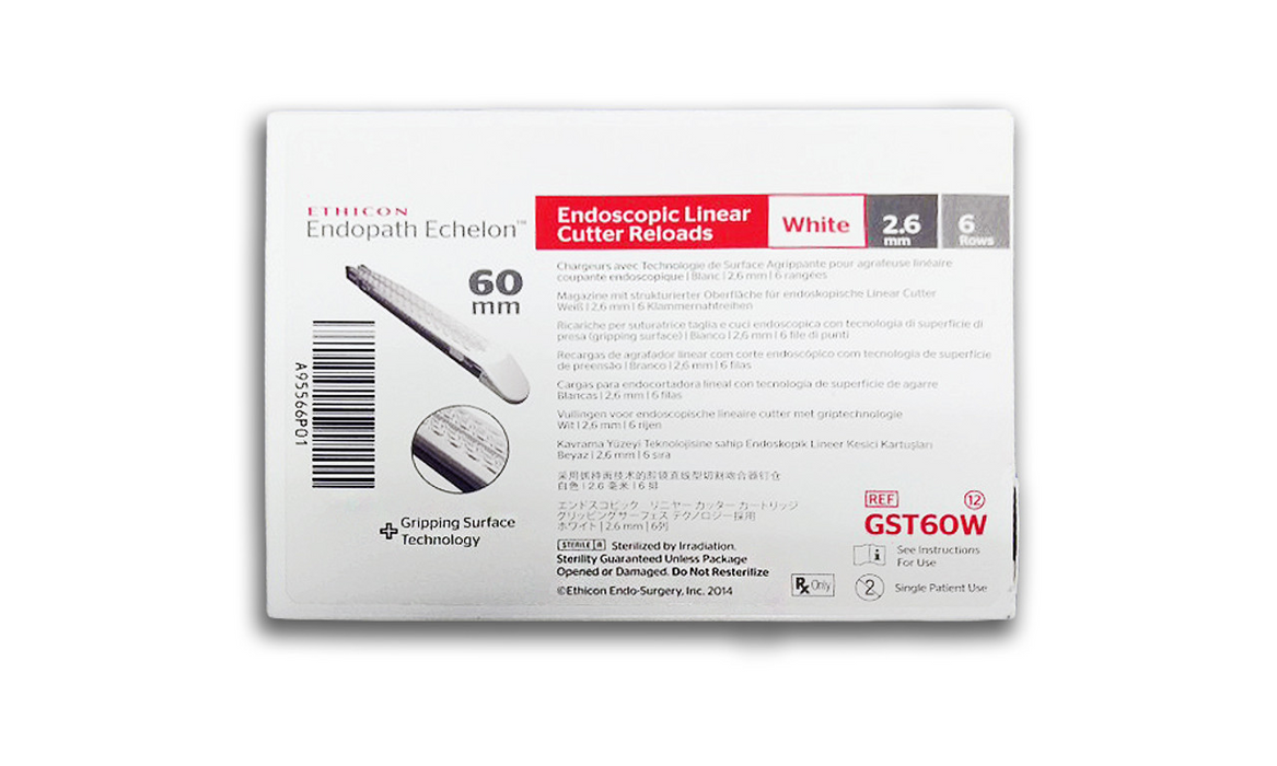 Ethicon Echelon Flex GST60W System 60 mm Reload, White, 60mm x 2.6mm, 6 rows, Box of 12