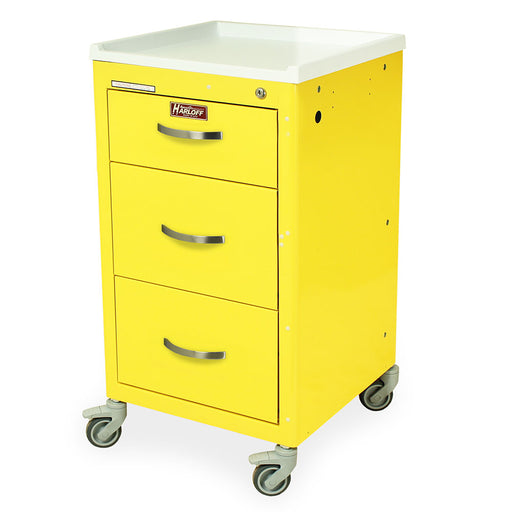 Harloff M-Series Short Isolation Mini Cart, Three Drawers, Key Lock, (Mini Line)