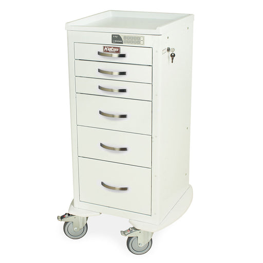 Harloff M-Series Tall Anesthesia Cart, Mini Width, Six Drawers, Electronic Keypad Lock