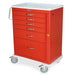 Harloff M-Series Tall Emergency Crash Cart, Standard Width, Six Drawers, Breakaway Lock