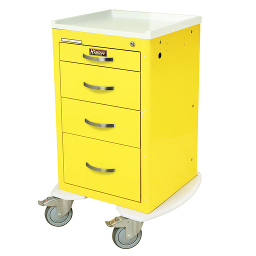 Harloff A-Series Narrow Aluminum Key Lock Isolation Cart, Short Height, Four Drawers