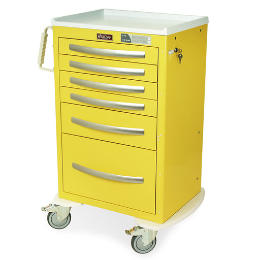 Harloff A-Series Lightweight Aluminum Isolation Cart, Tall Height, Medium Width, Six Drawers, Electronic Keypad Lock