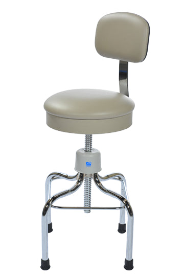 Pedigo Adjustable Chrome Operating Room Stool With Backrest - Alternative Source Medical