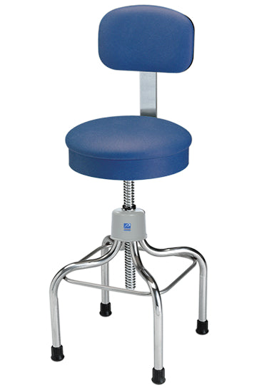 Pedigo Adjustable Stainless Steel Stool with Round Cushioned Seat & Backrest - Alternative Source Medical