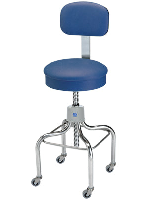 Pedigo Adjustable Stainless Steel Stool with Round Cushioned Seat & Backrest - Alternative Source Medical