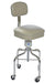 Pedigo Adjustable Stainless Steel Stool with Square Cushioned Seat, Backrest & Casters - Alternative Source Medical