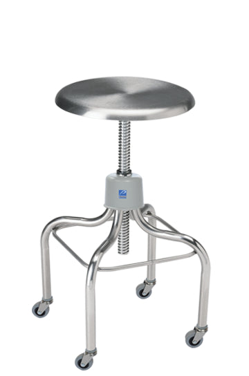 Pedigo Adjustable Stainless Steel Stool with Stainless Steel Contoured Seat - Alternative Source Medical