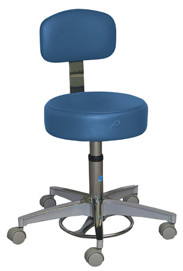 Pedigo Foot Operated Pneumatic Stool With Backrest - Alternative Source Medical